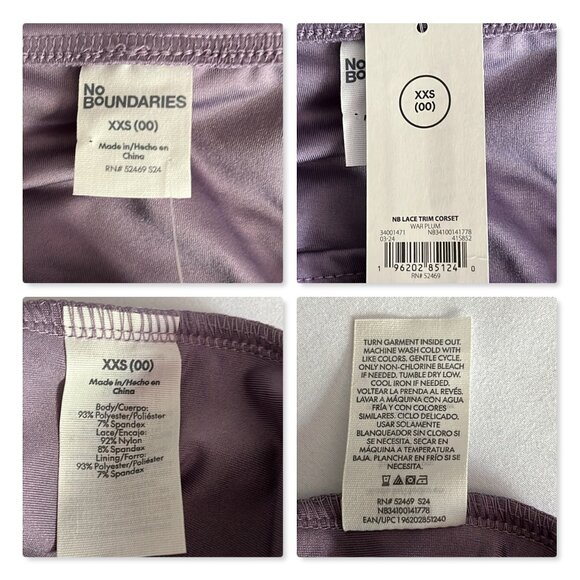 No Boundaries Lace Corset Top in War Plum Sz XXS NWT - Picture 9 of 10